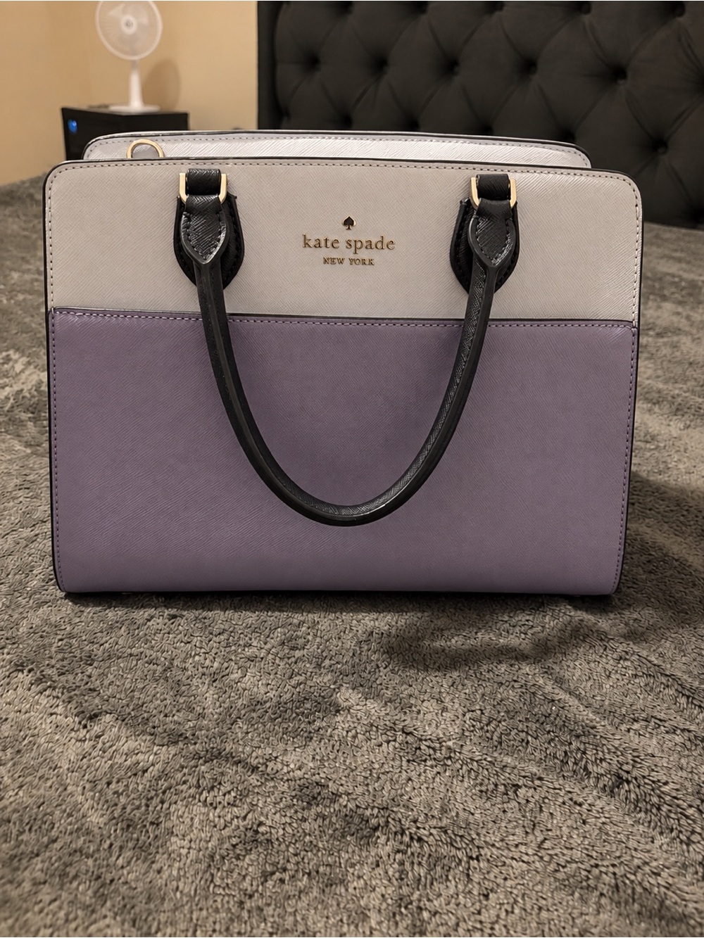 kate spade Two-Tone Lilac and Light Gray Saffiano Top-Handle Satchel